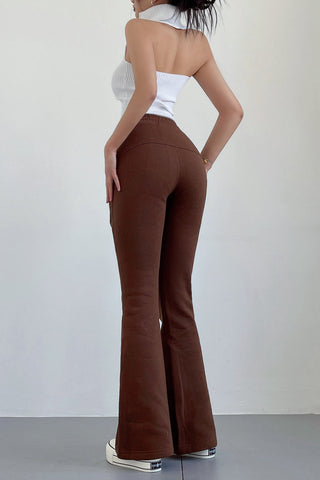 High Waist Bell Bottom Sweatpants Casual Plus Velvet Pants