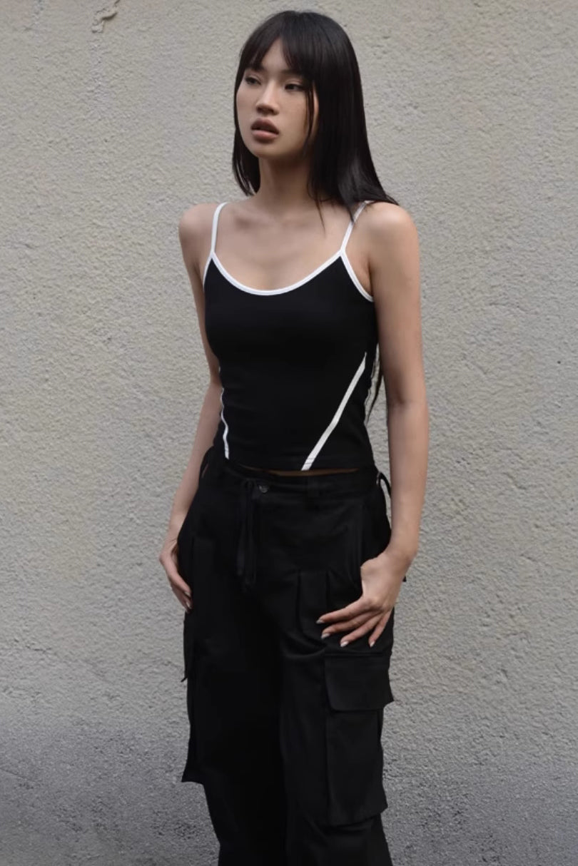 Contrast Side Spaghetti Strap Cami Top
