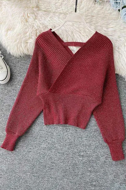 Elegant Long Batwing Sleeve Sweater Female Knitted Sweater Tops