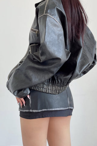 Leather Jackets Motorcycle Zip Cardigan Jacket Coat