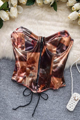 Strapless Drawstring Corset Crop Tops With Built in Bras Woman Tanks Camisoles