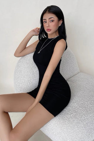 Sexy Tight Solid Wrap Hip Mini Dress