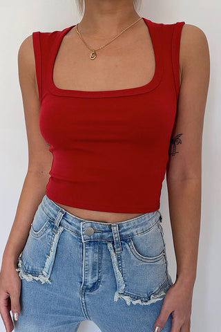 Sexy Sleeveless Square Neck Strap Tank Top