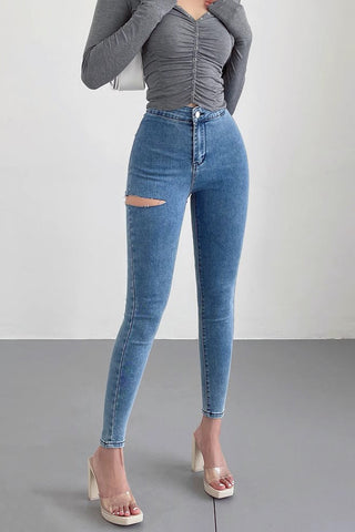 Sexy Ripped High Waisted Stretch Jeans Pants