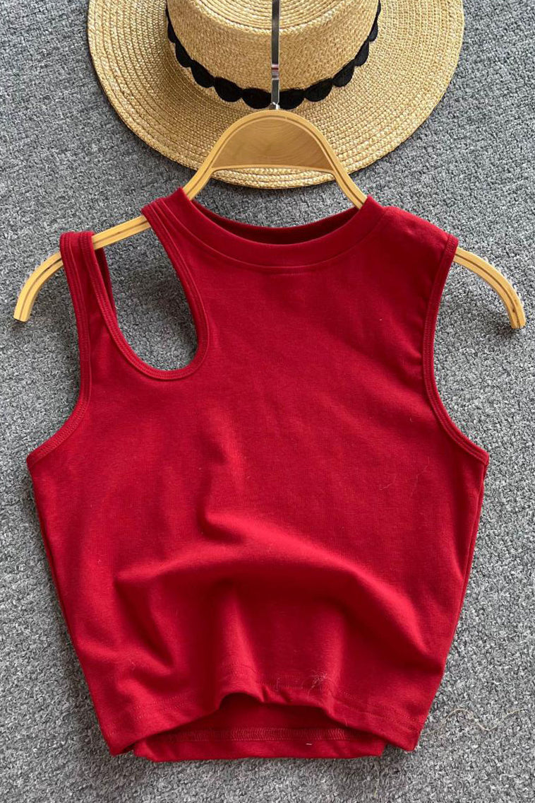 Tank Tops Hollow Out Sleeveless Casual Crop Tops