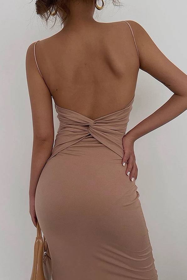 Sexy rückenfreies Kleid mit umwickelter Hüfte und Trägern