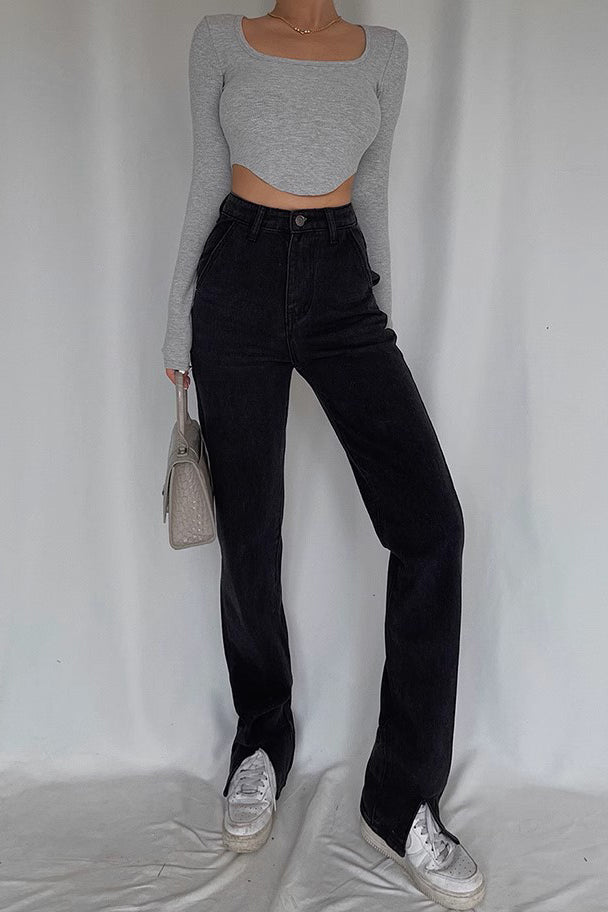 Split Trouser Legs High Waisted Jeans