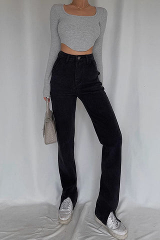 Split Trouser Legs High Waisted Jeans