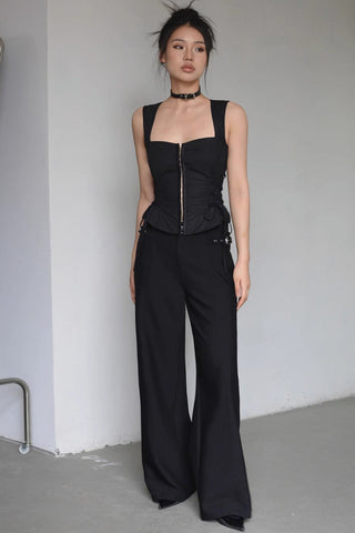 Knot Side Wide Leg Causal Pants