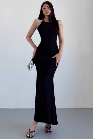 Sexy Slim Strap Tight Wrap Hip Fishtail Long Dress