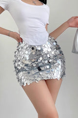 Sexy Large Sequin High Waist Slimming Wrap Hip Short Skirt