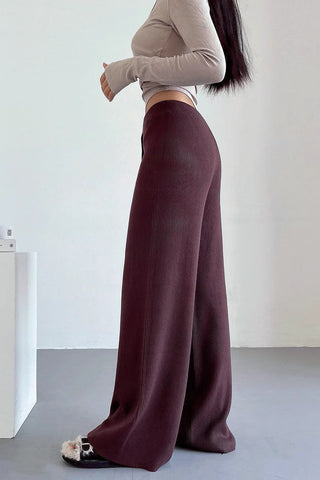 Knitted Wide Leg Pants High Waist Loose and Thick Drape Feel Pants