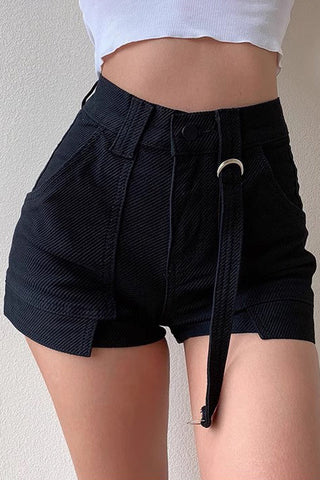 Lässige Jeansshorts mit hoher Taille und hochgezogenem Gesäß