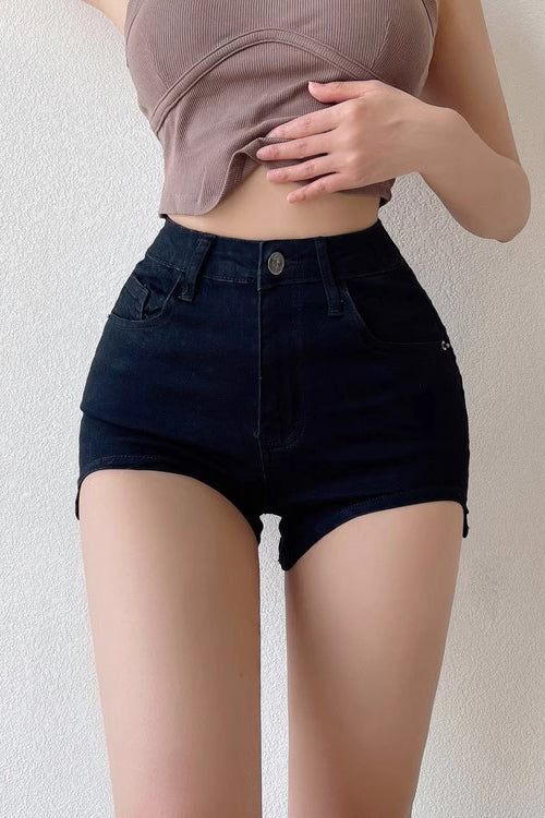 Sexy geschwungene Jeansshorts mit Wickeldesign und Hüfte