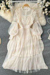 Romantic Lace Beading Party Dress Elegant Lantern Sleeve Gothic Long Dress Two Piece Set