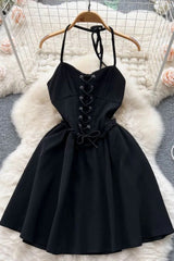 Bandage Gothic A-line Mini Dress Backless Party Dress