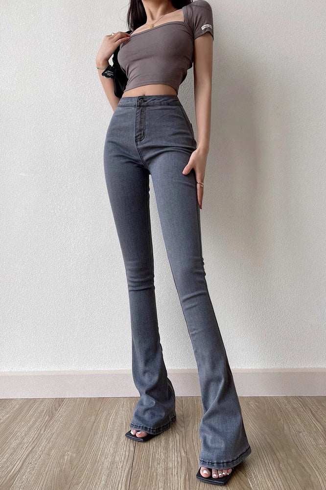 Pantalon slim taille haute en jean