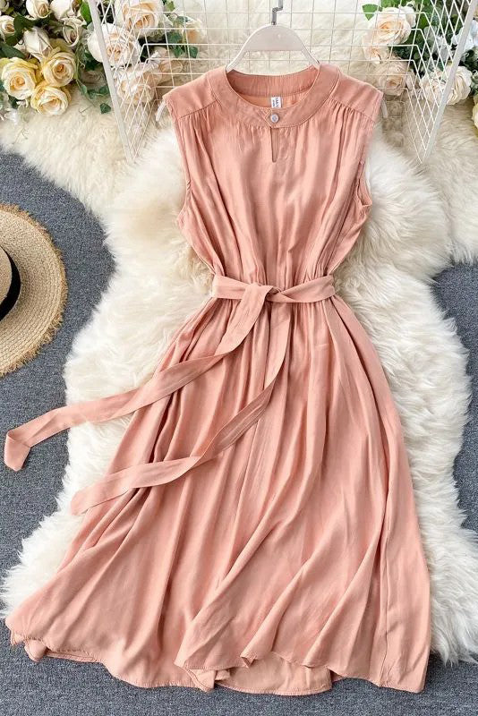 Casual Sleeveless A-line Shirt Dress Dress