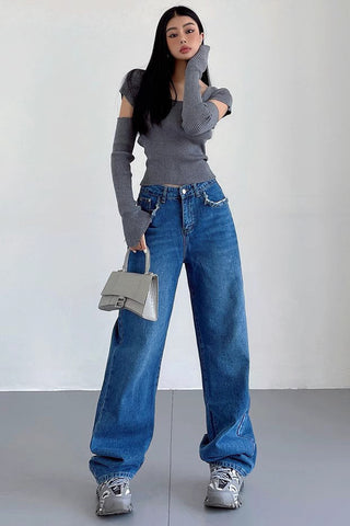 Wide Leg Pants High Waist Loose Straight Jeans Pants