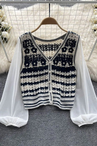 Shirts Chiffon Long Sleeves Knitted Cardigan Tops