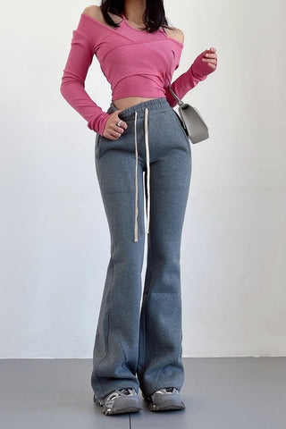 High Waist Bell Bottom Sweatpants Casual Plus Velvet Pants