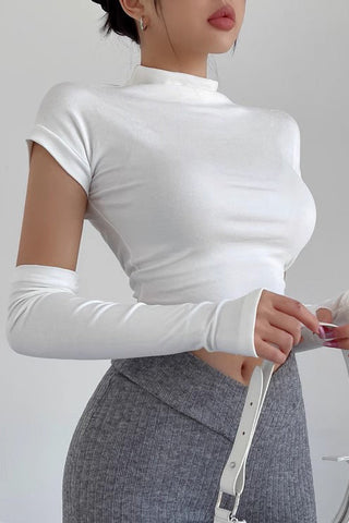 Round Neck Tight Top with Long Sleeve