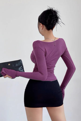 Sexy V-Neck Long Sleeve T-Shirt Tight Top