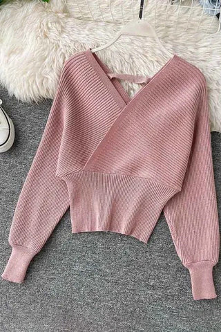 Elegant Long Batwing Sleeve Sweater Female Knitted Sweater Tops