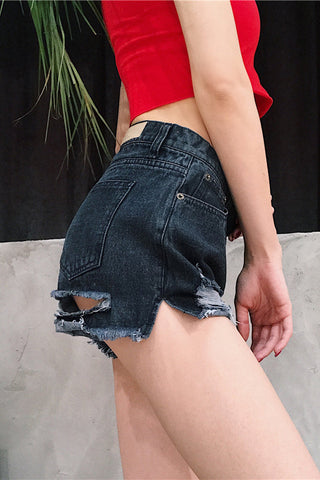 Sexy Jeansshorts mit hoher Taille und schlanker Statur