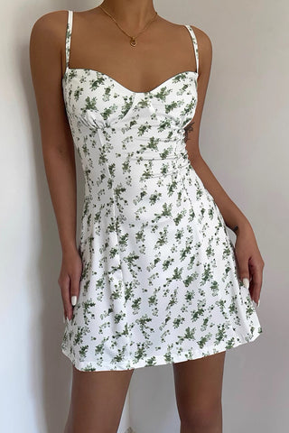 Low Cut Backless Sexy Strap Floral Wrap Buttocks Dress