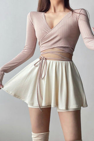 Two Piece Skirt Half Skirt High Waist A-Line Short Skirt