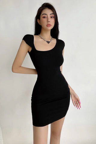 Sexy Diagonal Neck Wrap Hip Mini Dress