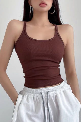 Off Shoulder Strap Tank Tight Sleeveless Top