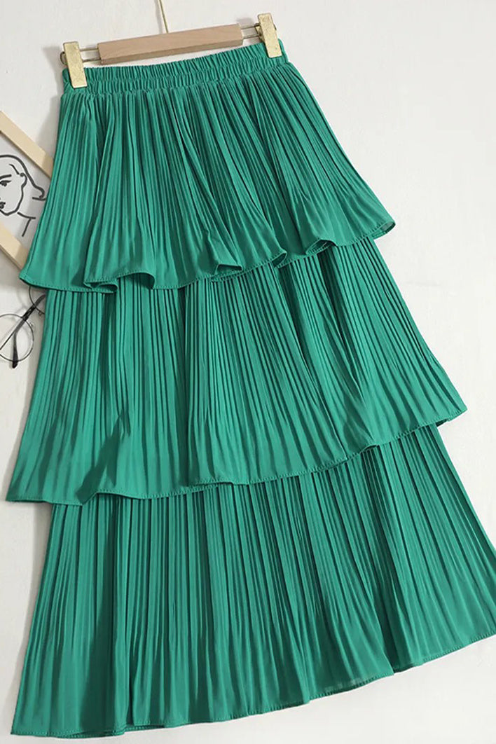 Skirts Ruffled High Waist Lady Long Skirts