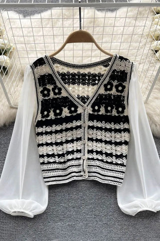 Shirts Chiffon Long Sleeves Knitted Cardigan Tops