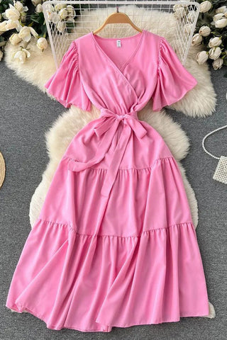 Romantic Butterfly Sleeve Robe Bandage Long Dress Elegant Vintage Party Dress