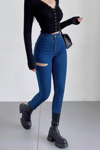 Sexy Ripped High Waisted Stretch Jeans Pants