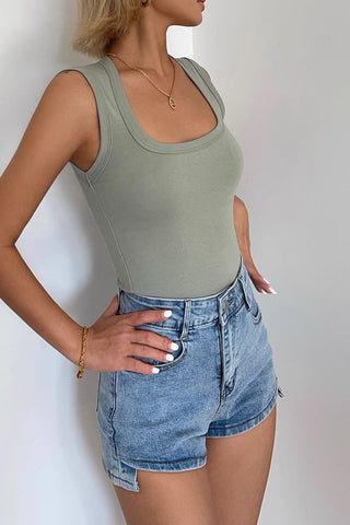 Irregular High Waisted Buttocks Up Denim Shorts