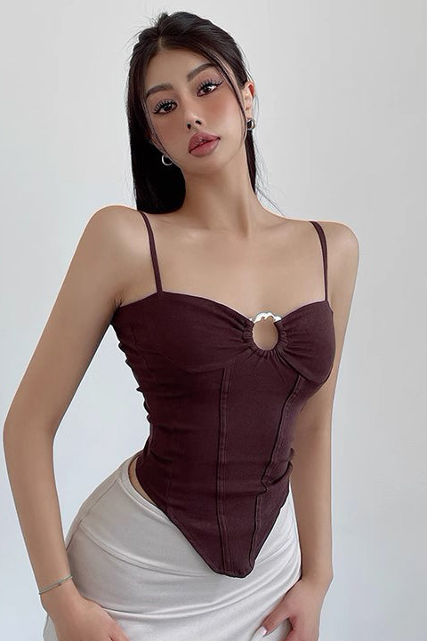 Sexy Tight Fishbone Corset Hollowed Out Camisole Top