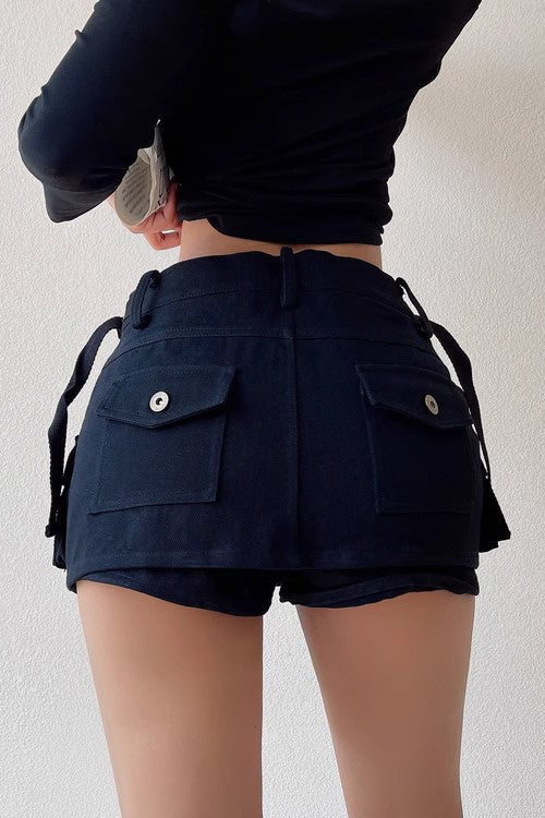 Jupe short en jean taille basse rétro