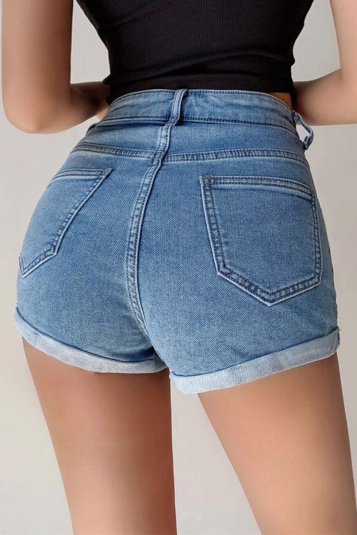 Sexy Jeansshorts mit hoher Taille