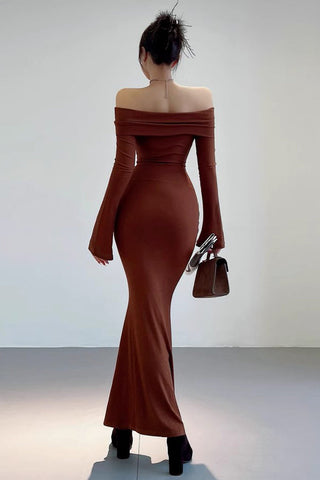 Sexy Off Shoulder Tight Wrapped Hip Fishtail Dress