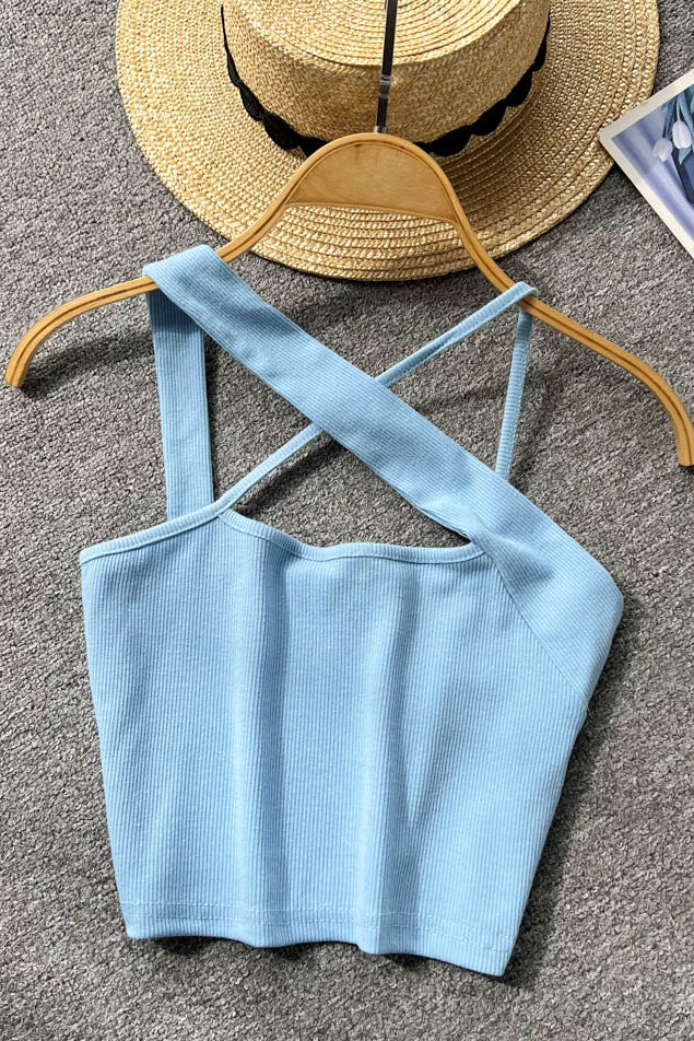 Halter Off Shoulder Backless Slim Top Hight Waist Top