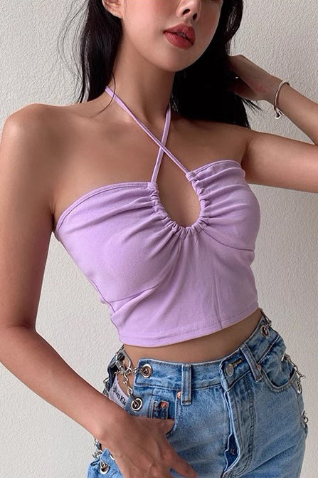 Sexy Halter Low Cut Drawstring Strap Vests Tops