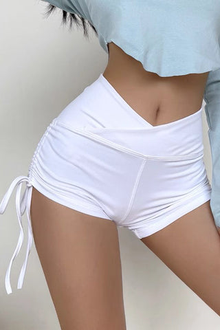 Sportliche Freizeitshorts mit seitlichem Kordelzug und hoher Taille