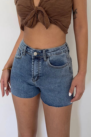 Buckle Detail Raw Trim Shorts