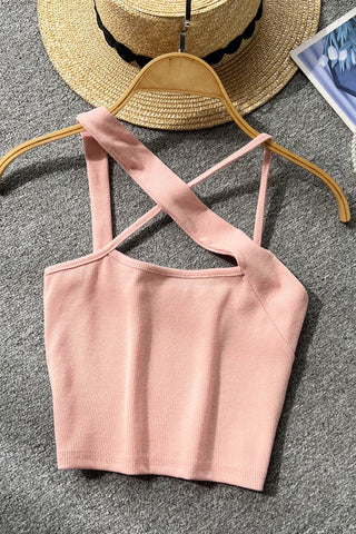 Halter Off Shoulder Backless Slim Top Hight Waist Top