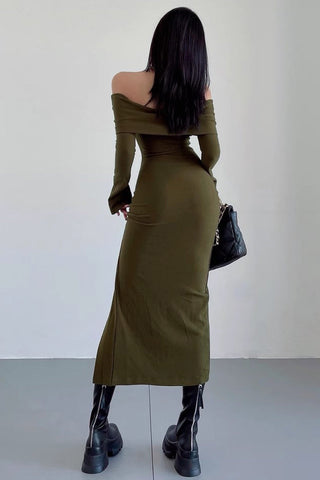 Sexy Off Shoulder Large Lapel Split Dress