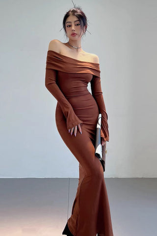 Sexy Off Shoulder Tight Wrapped Hip Fishtail Dress