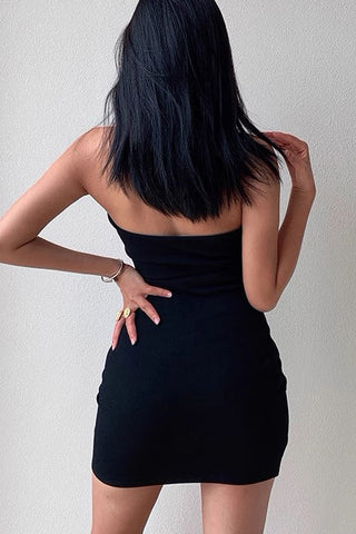 Sexy Off Shoulder Hanging Neck Tight Off Backpack Hip Dress